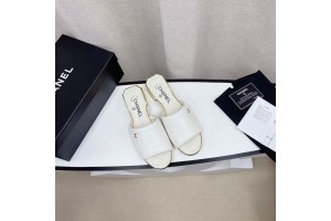 Chanel Women Slide Sandals White CHN-045