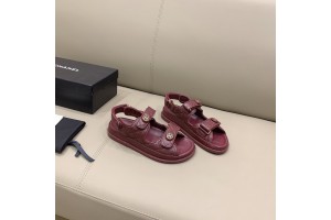 Chanel Women Sandals Wine Red CHN-052