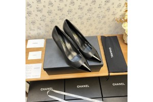 Chanel Women Pearl Heel Pumps Black CHN-075