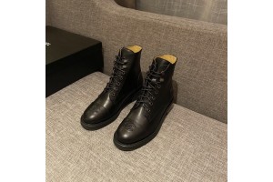 Chanel Lace-up Leather Boots Black CHN-116