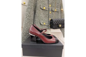 Chanel Mary Jane Chunky Pumps Red CHN-156