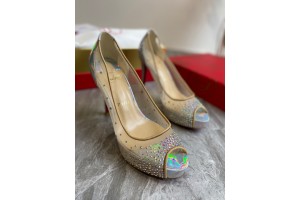 Christian Louboutin Rhinestone Peep Toe Pump CL-H021