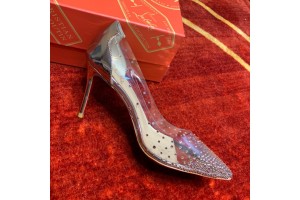 Christian Louboutin Rhinestones PVC Pump Silver CL-H077