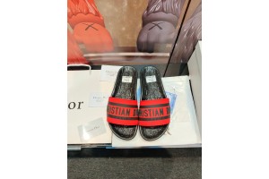 Dior Red Black Slippers